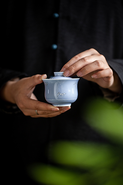 香芋紫多宝盖碗竹叶